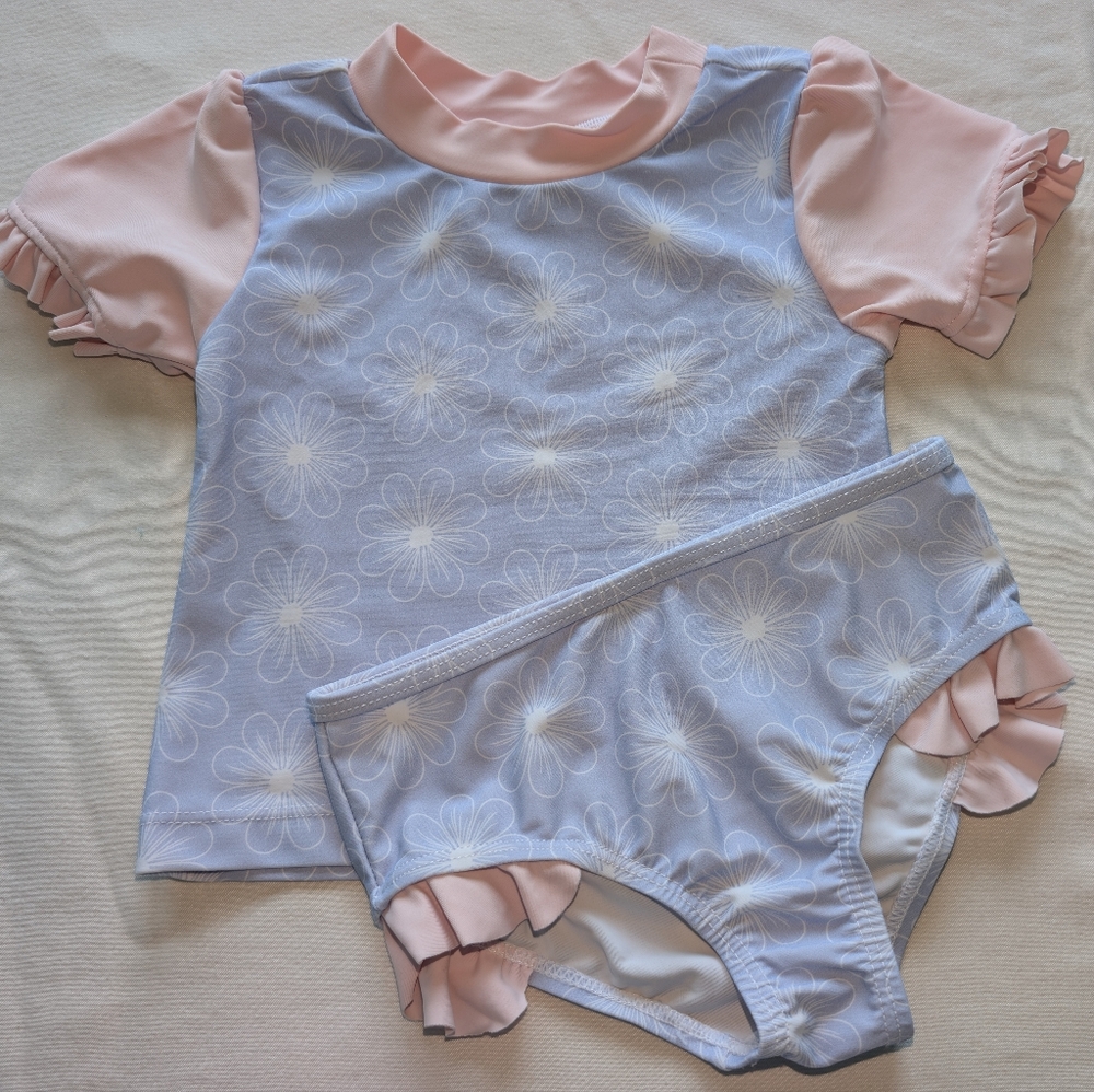 H&M Pink and White Rashguard Swimwear